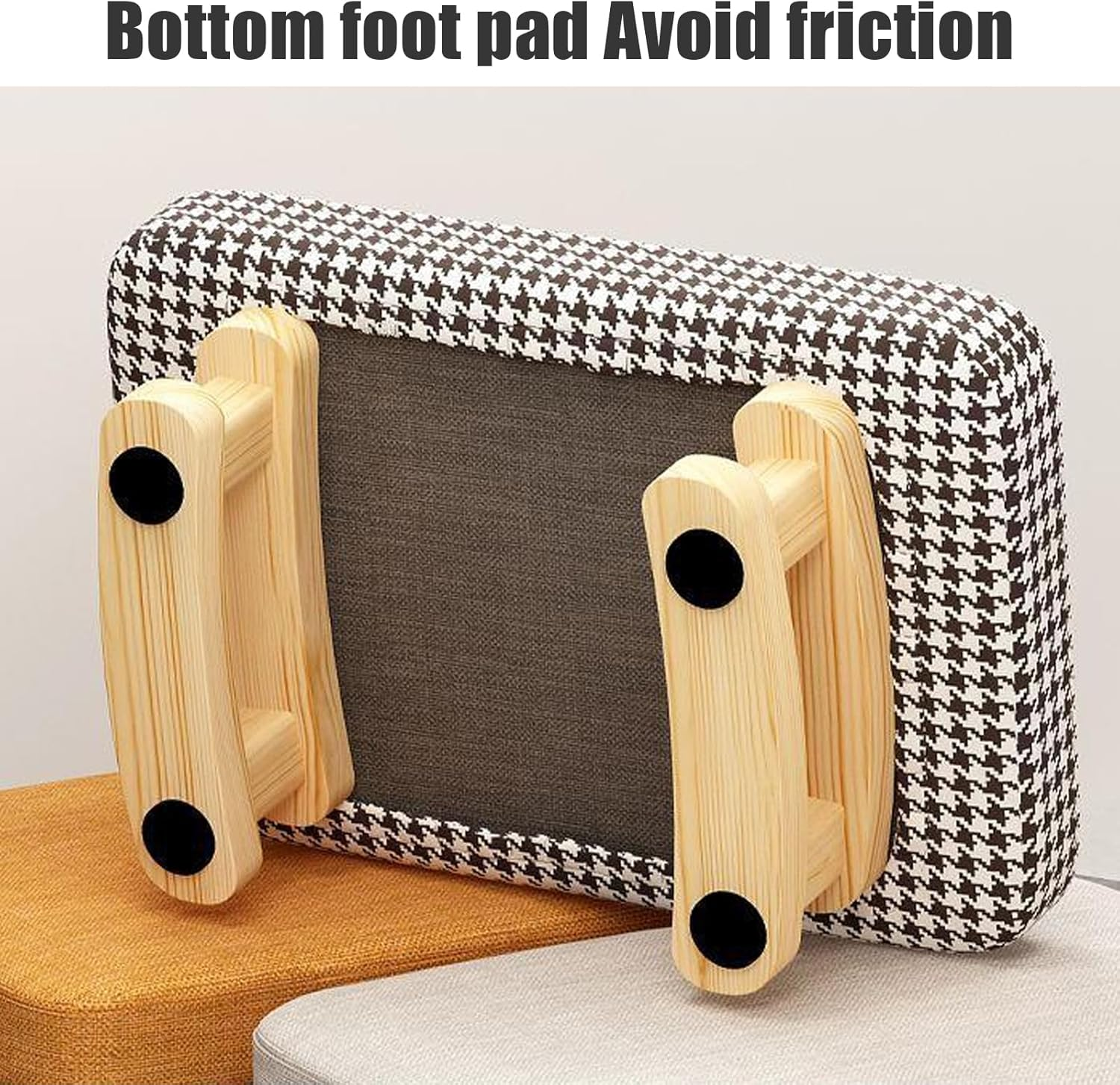 Small Footstool, Wooden Chair Leg Modern under Desk Foot Rest, Stable anti Slip Simple Padded Sofa Footstool for Living Room (Dark Grey) - Dark Grey image number 2