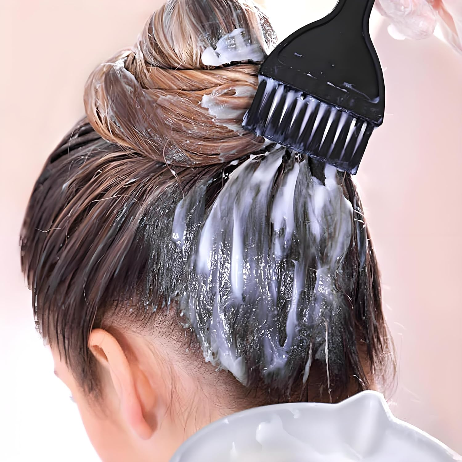 Hair Dye Mixing Bowl and Brush Set, 5Pcs Hair Dyeing Tool Set, Brush Double-Sided Comb, Dye Brush, Ear Cover, Hair Colouring Tools for Home Salon Beauty image number 3