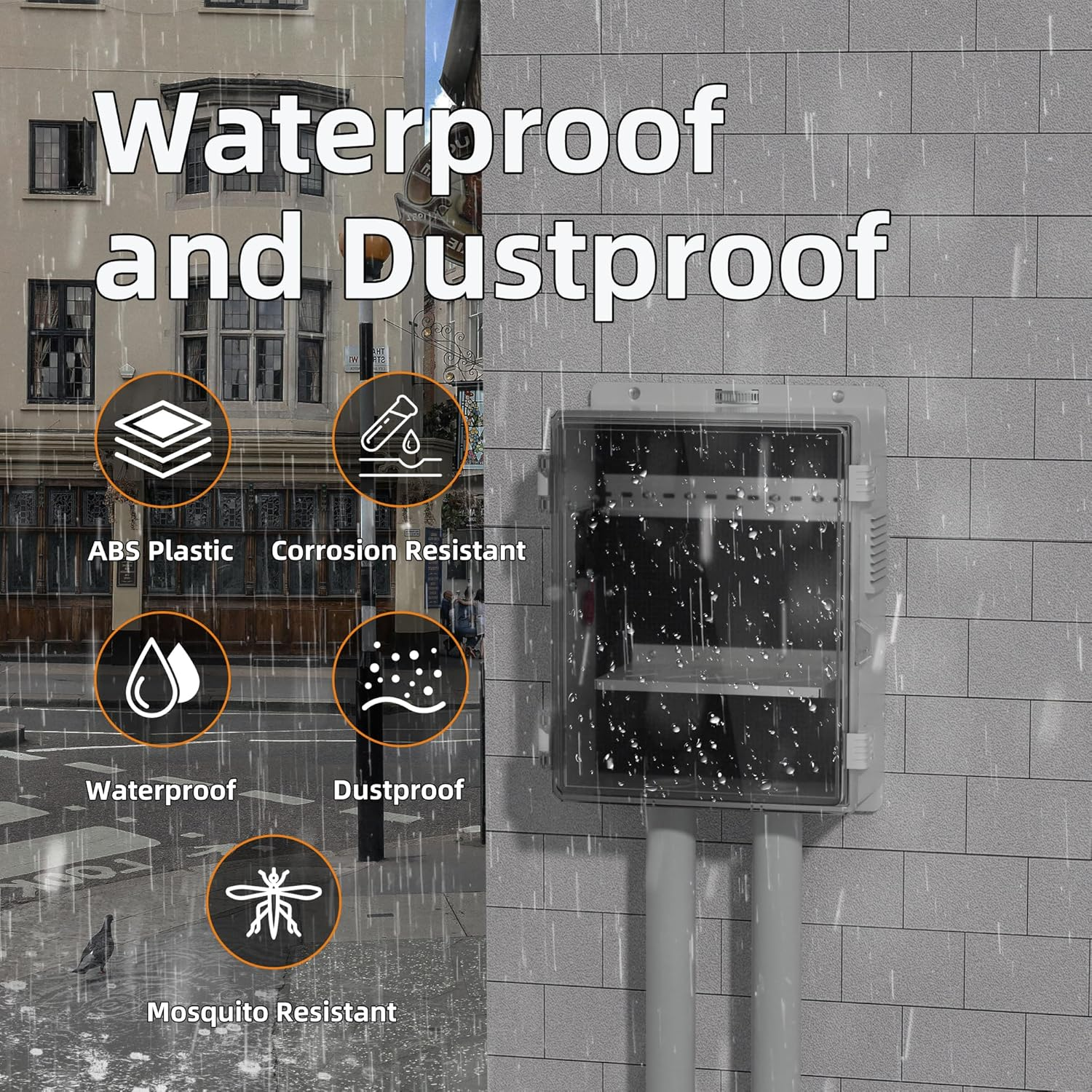 Joinfworld White Outdoor Electrical Box Waterproof Clear Enclosure, 16X11X6 ABS Plastic Wifi Box with Fan Vented Dust Screen image number 5