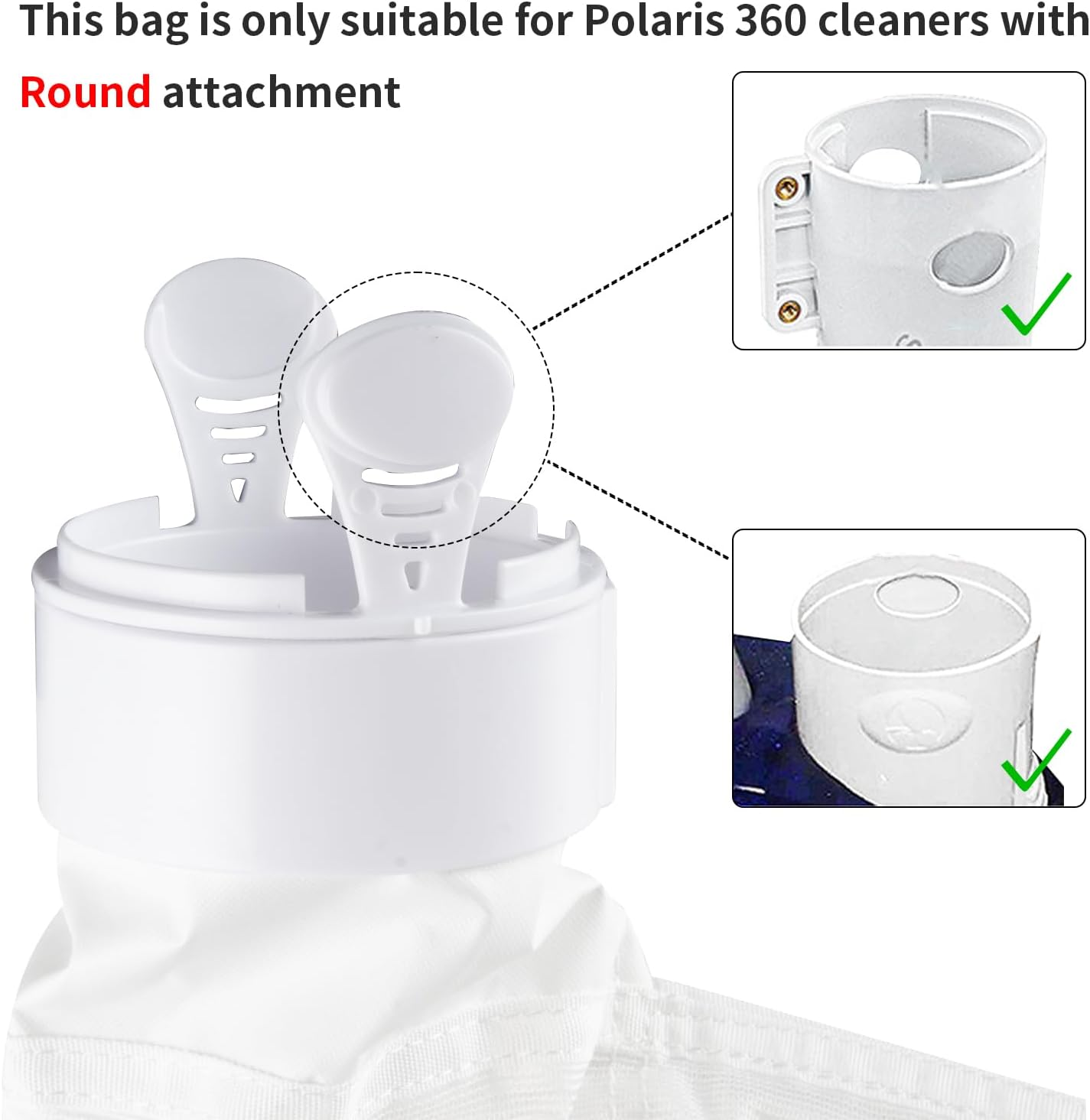 YUJHON Pool Vacuum Cleaner Bags for Polaris 280/480 with Zipper, All Purpose Pool Debris Replacement Bag (2, White) image number 1