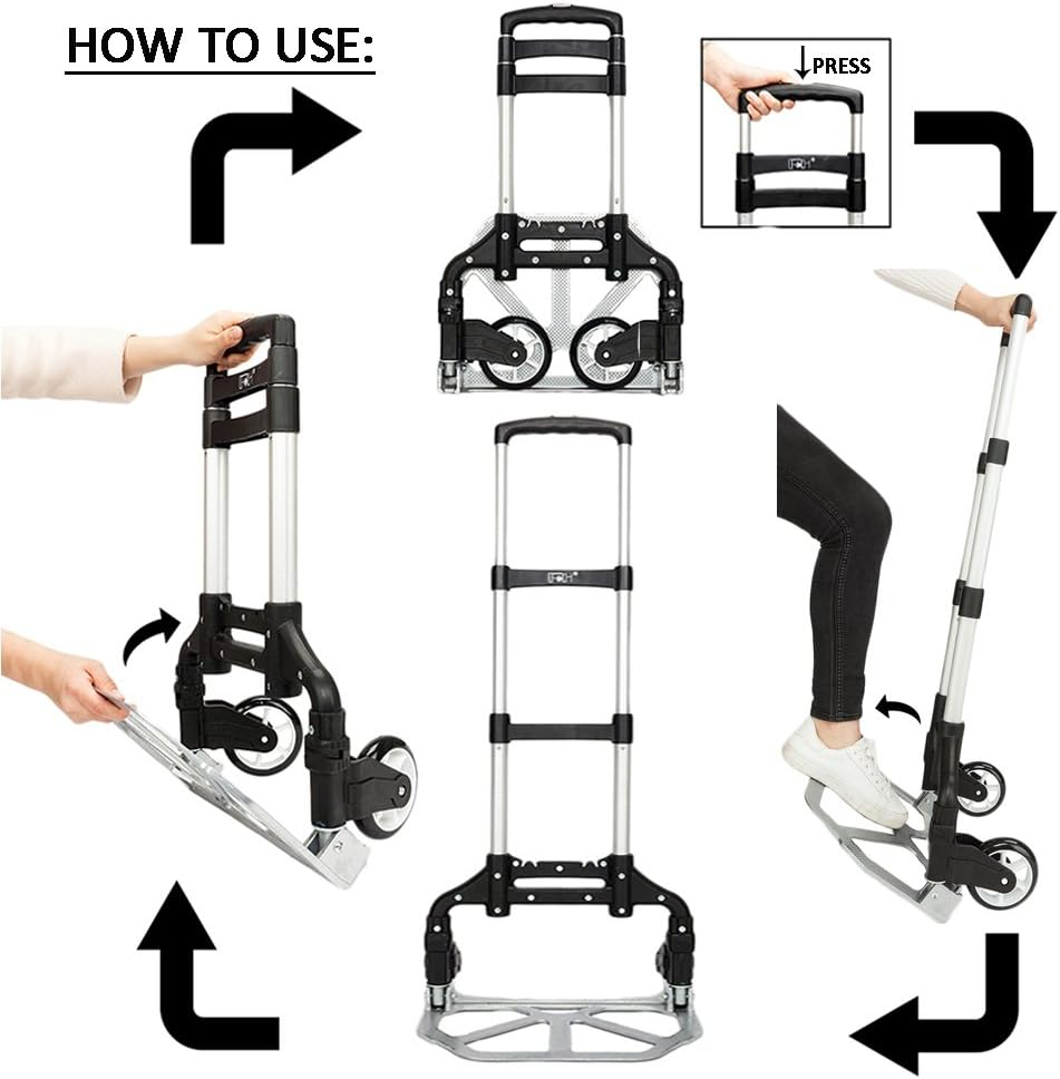 FCH Folding Hand Truck Aluminum Portable Folding Hand Cart 165Lbs Capacity Hand Cart and Dolly Ideal for Home, Auto, Office,Travel Use image number 3