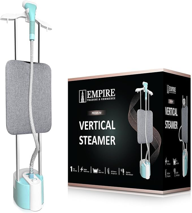 Empire Garment Steamer, 1640W Fabric Steamer, 25G/Min Steam Output, Fast Heat-Up, 260ML Detachable Water Tank, Lightweight Travel Iron for Clothes & Fabrics