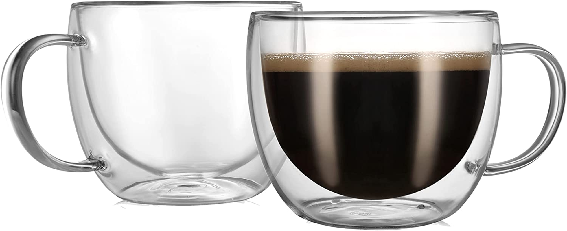 Cnglass Double Walled Glass Cappuccino Mugs 240Ml/8.1Oz,Clear Insulated Glass Coffee Cups with Handle for Espresso,Latte,Cappuccino,Tea,Set of 2 image number 3