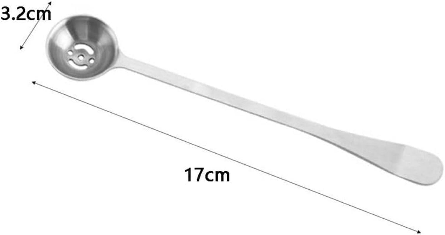 Stainless Steel Tableware Long Handle Olive Strainer Spoon Jar Tools Olive Scoop Jam Slotted Spoon (Silvery, One Size)