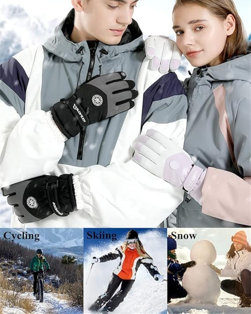 Ski & Snow Gloves, Waterproof Touchscreen Cold-Weather Gloves with Thermal Insulation for Skiing, Snowboarding, Cycling, Hiking - Unisex Windproof Hand Warming image number 2