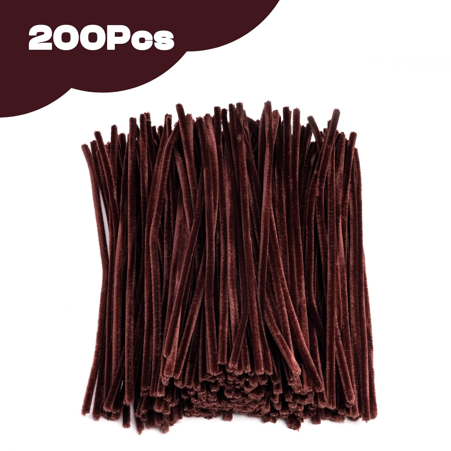 Caydo 200 Pieces Brown Pipe Cleaners Craft Chenille Stems for DIY Art Creative Crafts Party Decorations (12 Inch X 6 Mm) image number 3