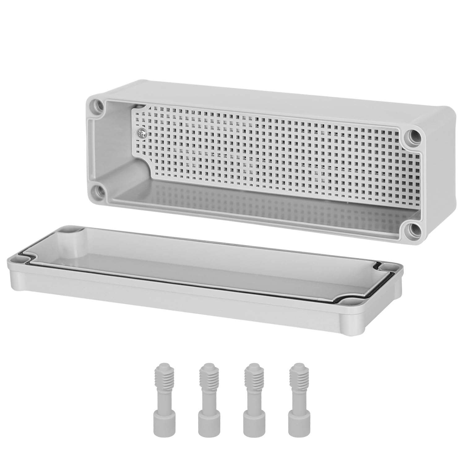 Hohaing Junction Box，9.8"X 3.3"X 3.1" Outdoor Electrical Box with Mounting Plate, IP67 Dustproof Waterproof ABS Plastic Project Box, DIY Electrical Enclosure Gray (250X 85X 80 Mm) image number 1