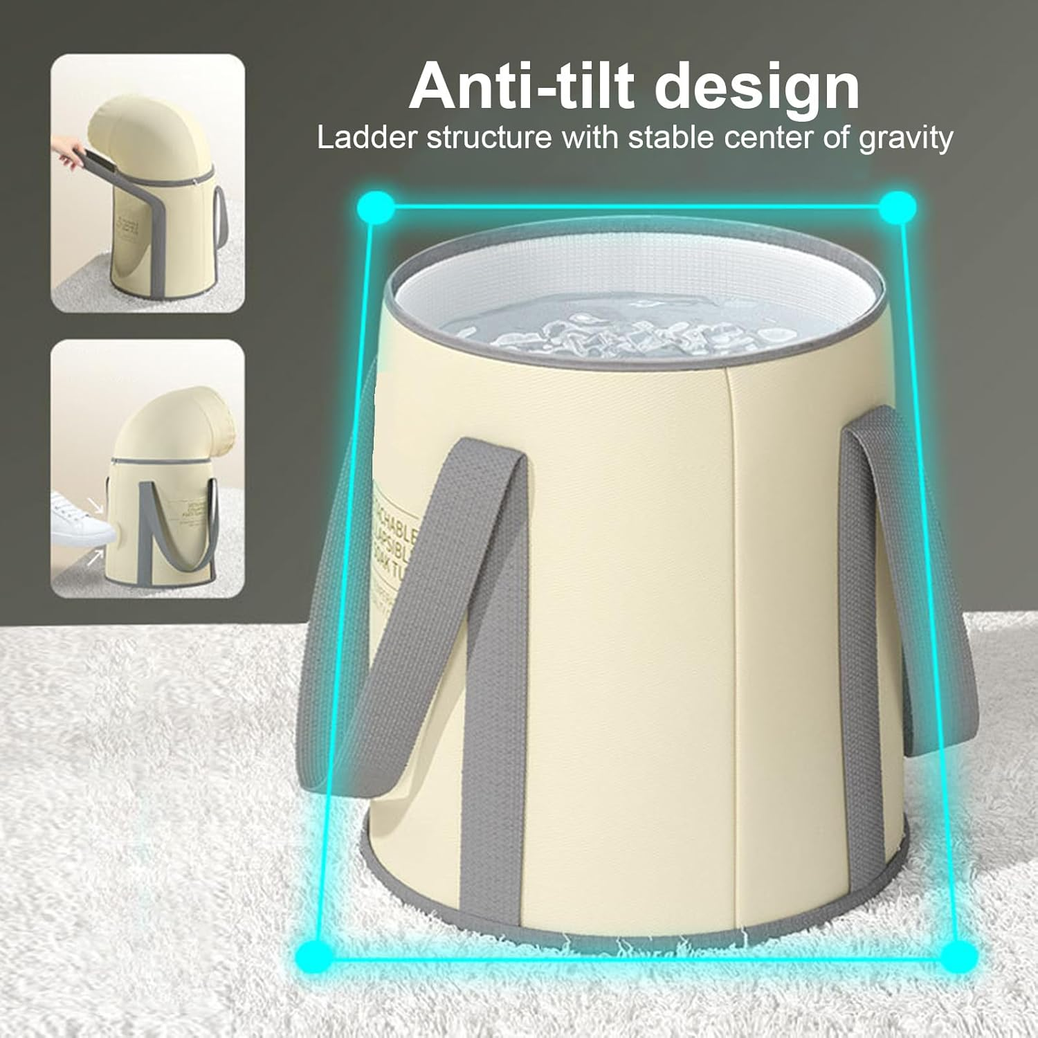 Portable Foot Bath | Foldable Pedicure Foot Bucket Bag,Feet Soaking Tub and Foot Wash Basin for Foot Soak, Foot Spa and Laundry, Outdoor and Travel Hoffti image number 4