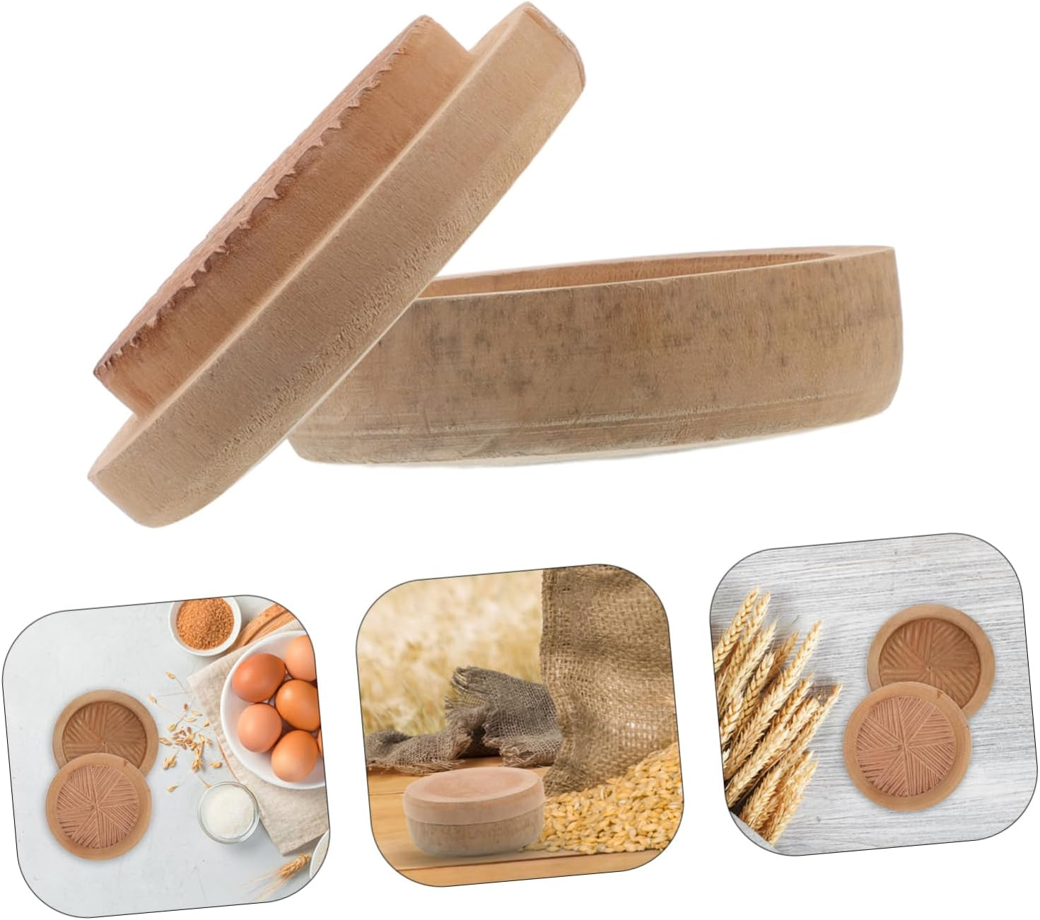 MUCKLILY Shelling Machine for Grain Grinder Kitchen Manual Wooden Mill Grinder Peeling Tray for Seasoning for Home Use and Farm Tools image number 1