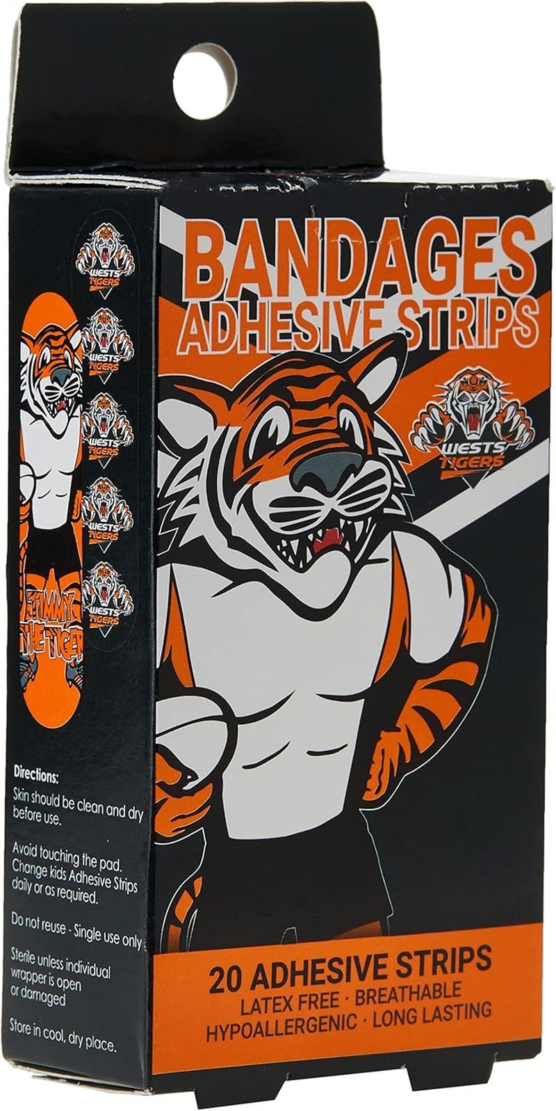 NRL Wests Tigers Mascot Adhesive Bandages (Pack of 20) image number 2