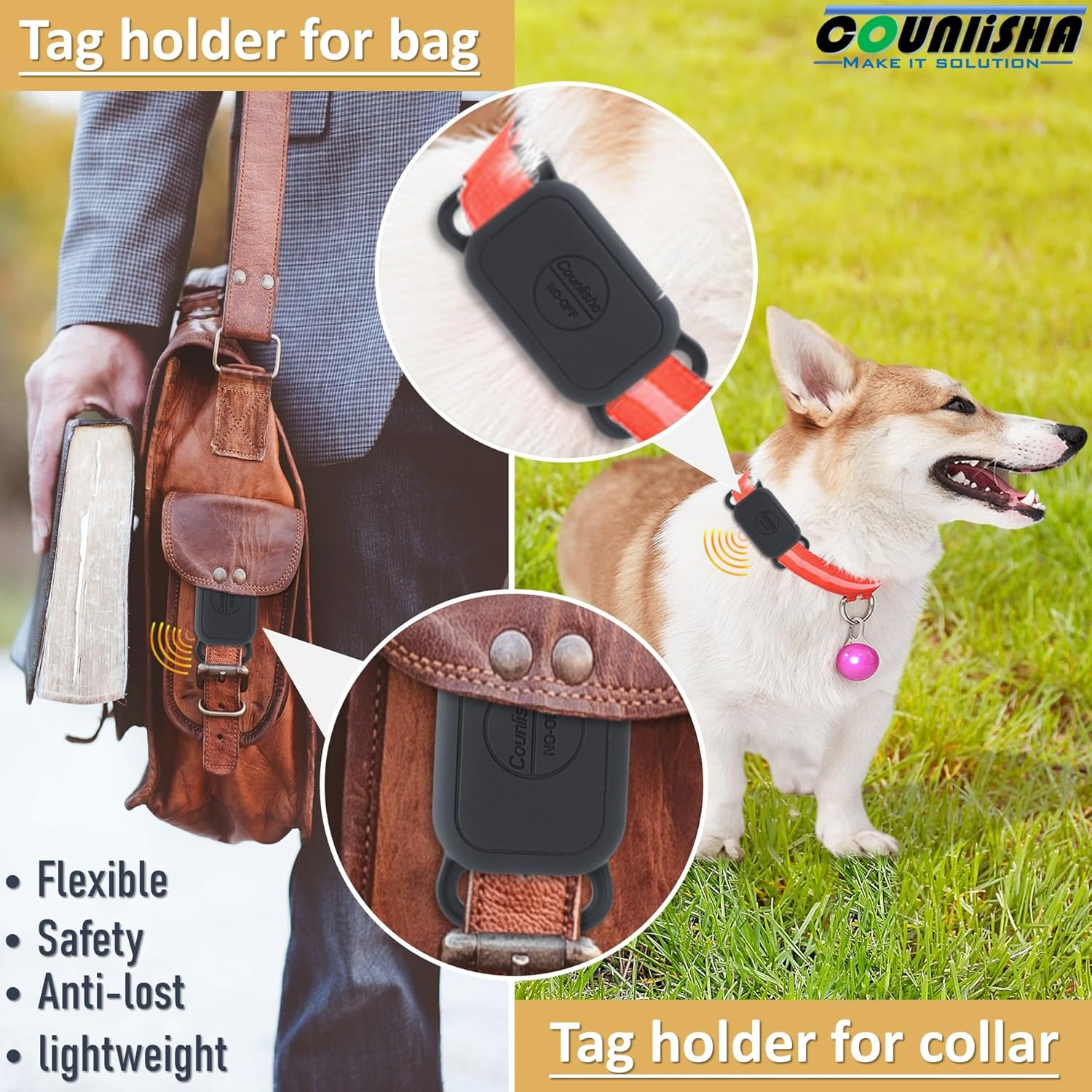 Silicone Holder for Tile Pro (2024) for Dog Collar, Slim Durable Cover Tag for Pet Necklace Accessories, Waterproof Case for Tile Life360 Pro Tracker for Cat,Bag (2 Pack,Black) image number 5