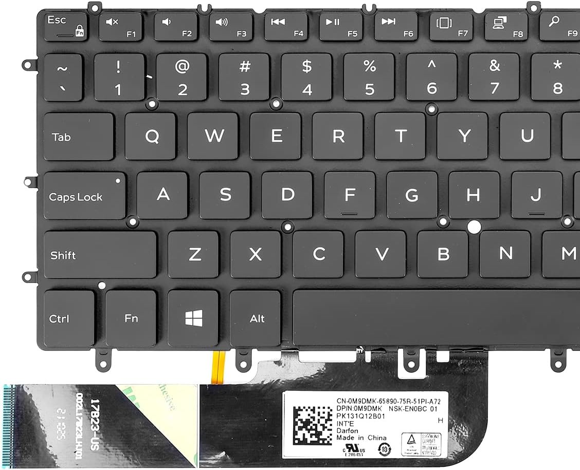 Replacement Keyboard for Dell XPS 13 9380 9370 9305 7390 Series Laptop, Dell XPS 13 9380 9370 9305 Laptop Keyboard with Backlit US Layout, Black image number 3