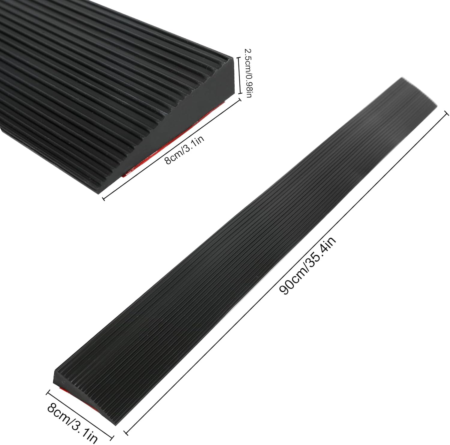 Threshold Ramp, 2.5Cm Height Self Adhesive Black Silicone Doorway Threshold Strip, 90 X 8Cm Cuttable Sweeping Robot Threshold for Wheelchair image number 3
