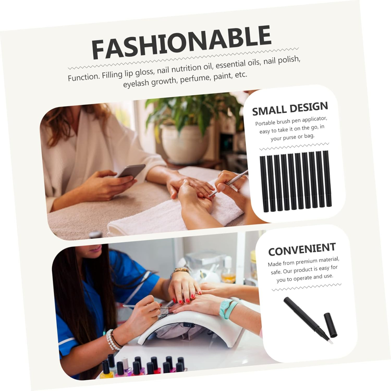 Vaguelly 10Pcs Cuticle Oil Pen Refillable Essential Oil Applicators Ergonomic Nail Gloss Tubes for Easy Application and Revitalization for Nail Art and DIY Cosmetics image number 3