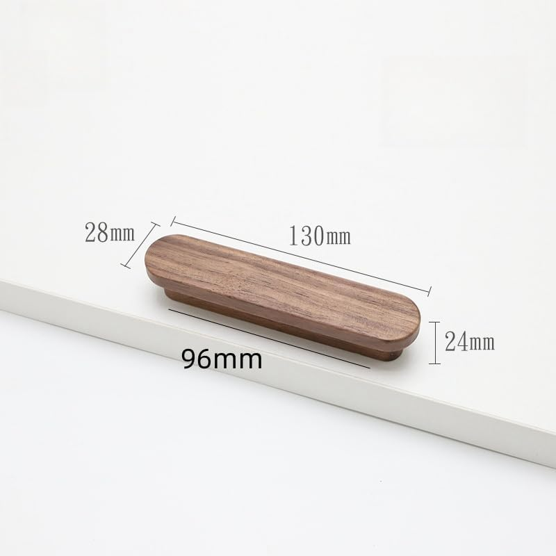 Wood Drawer Handles 6Pcst Shaped Cabinet Door Solid Wood Handle Furniture Drawer Cabinet Wooden Handle Black Walnut 96Mm