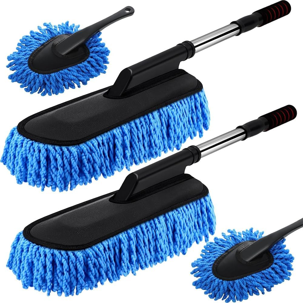 4-Pack Fiber Car Duster, Car Wash Mop with Retractable Handle, Clean Your Car Comfortably and Effectively and Remove Dust, Suitable for Car Interior and Exterior Cleaning Tools image number 1