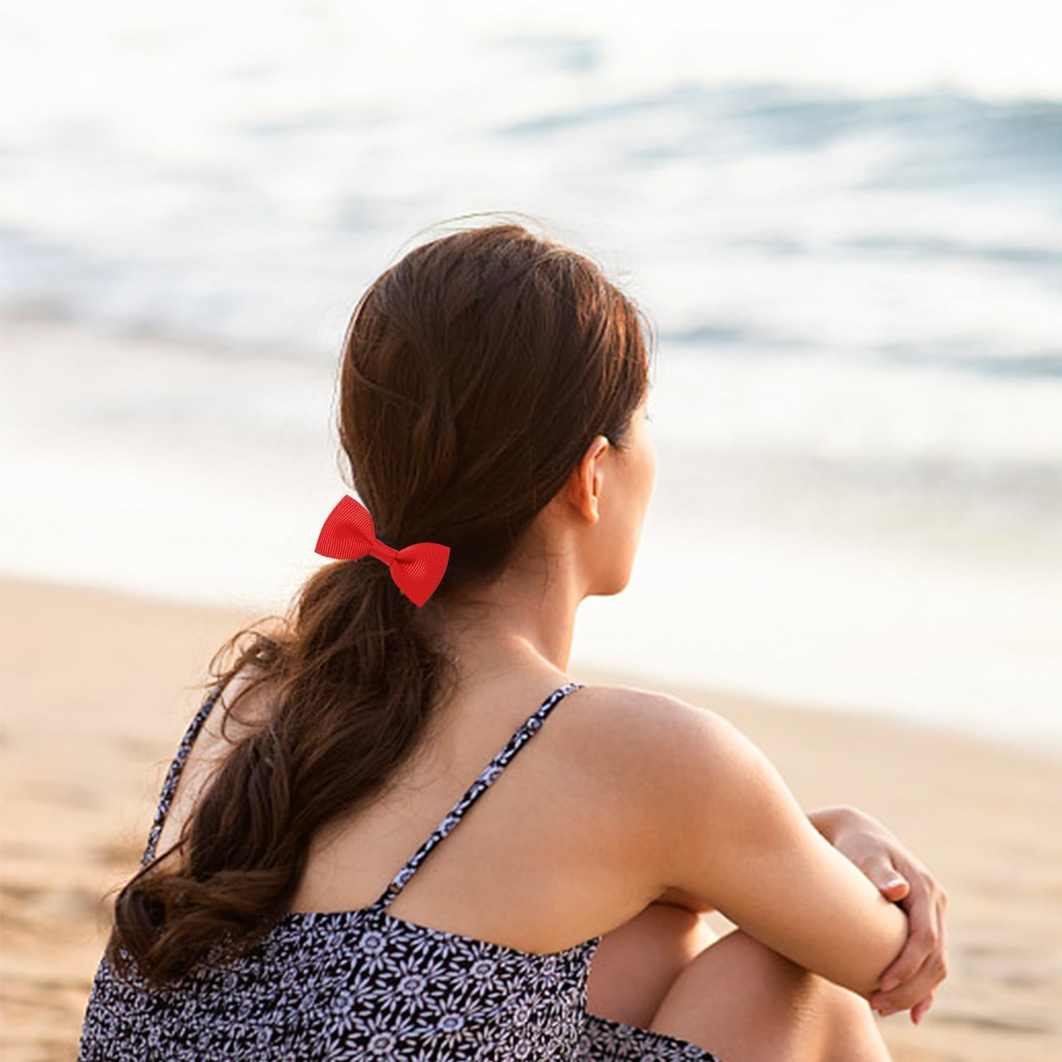 25 Red Bows Rubber Bands Hair Loops Elastic Hair Bands Women'S Hair Accessories Suitable for Daily Hair Ties image number 4