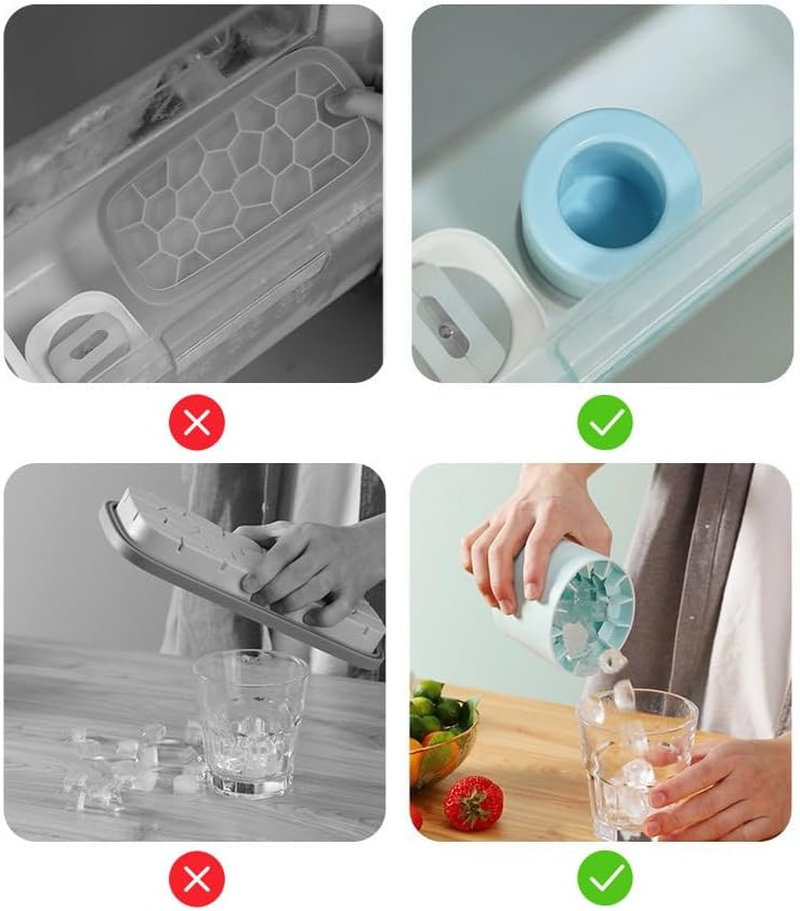 AIMALL Silicone Ice Cream Mold Ice Box Food Grade Silicone Ice Cream Maker, Household Ice Bucket with Easy Release, Available in Yellow, Blue, and Grey, 3.35"X3.54"X3.15"