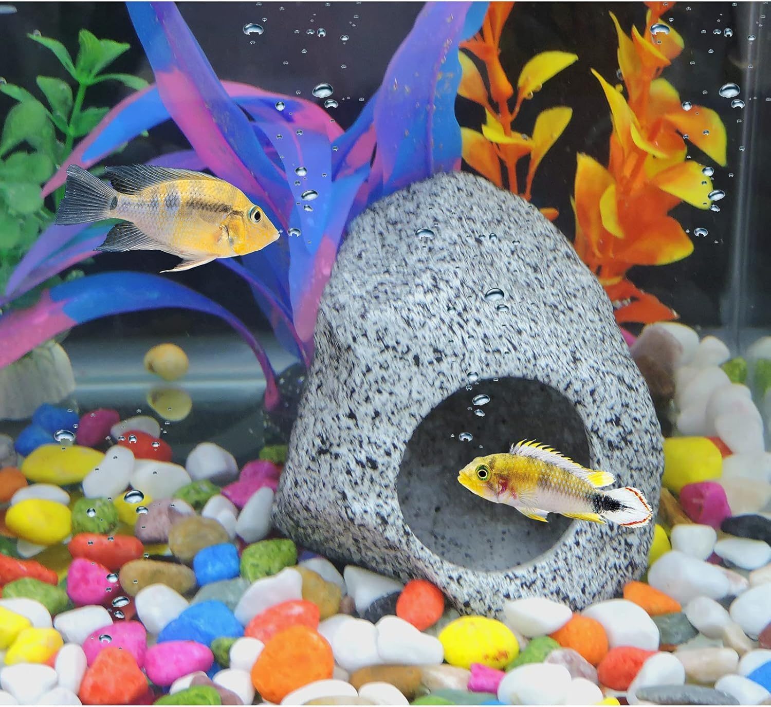 Qhflashbuy Aquarium Cave Rocks,Fish Tank Decoration Accessories Hideaway Rocks for Aquatic Pets to Breed Play and Rest,Decor Stone for Aquascape for Shrimp Cichlid Betta Fish image number 4