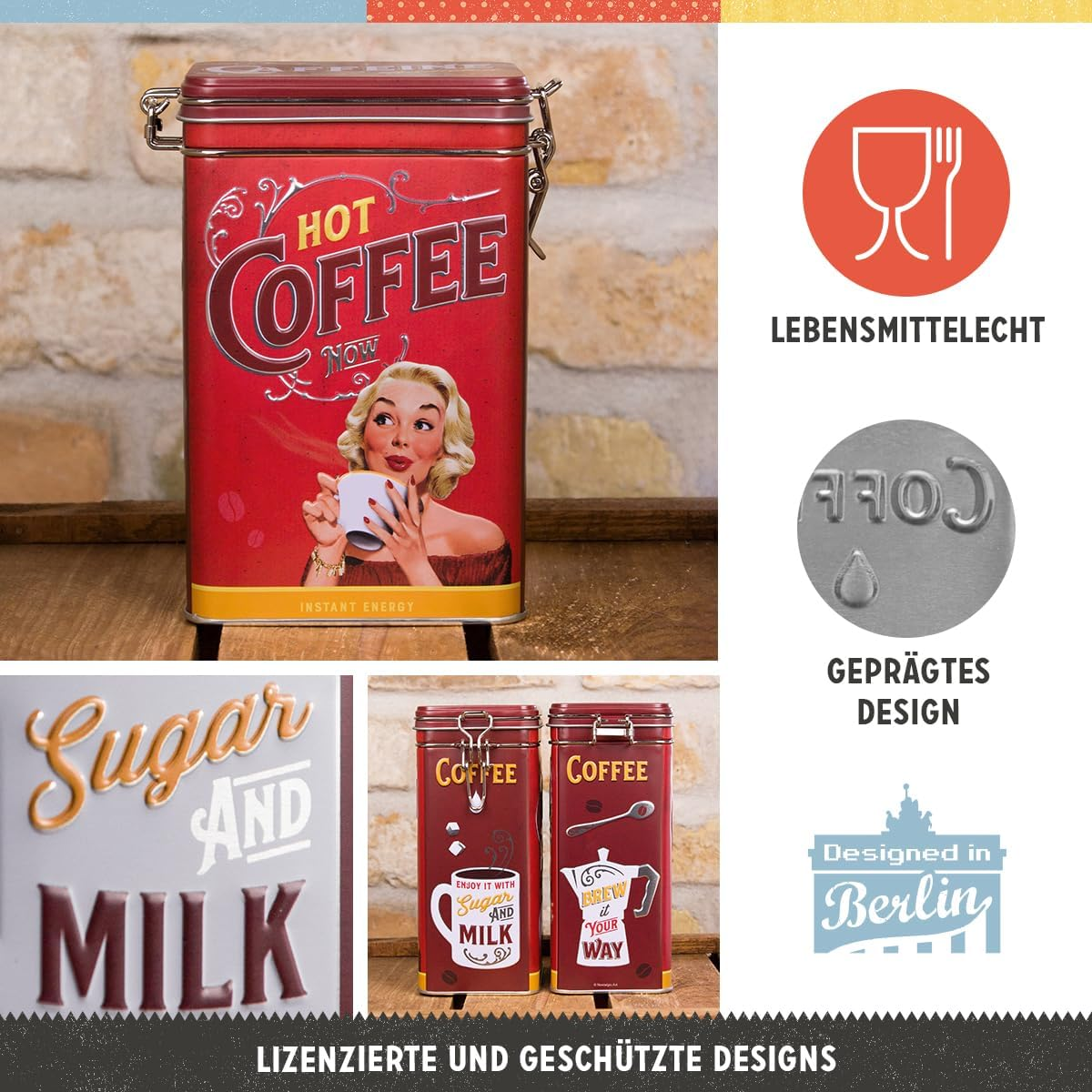 Nostalgic-Art Hot Now-Gift Idea for Coffee Lovers, Dry Food Storage Box, Vintage Design, 1.3 L image number 5