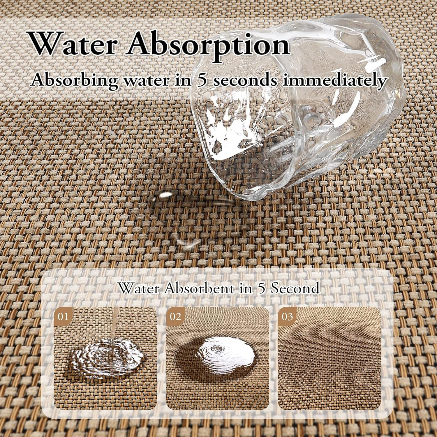 Jute Entryway Mat, Farmhouse Kitchen Entryway Rug, Door Mat, Indoor Entrance Washable Mat, Small Bathroom Rugs, Non Slip Throw Rug Neutral Indoor Floor Carpet for Front Door, Kitchen Sink, 50X80Cm image number 3