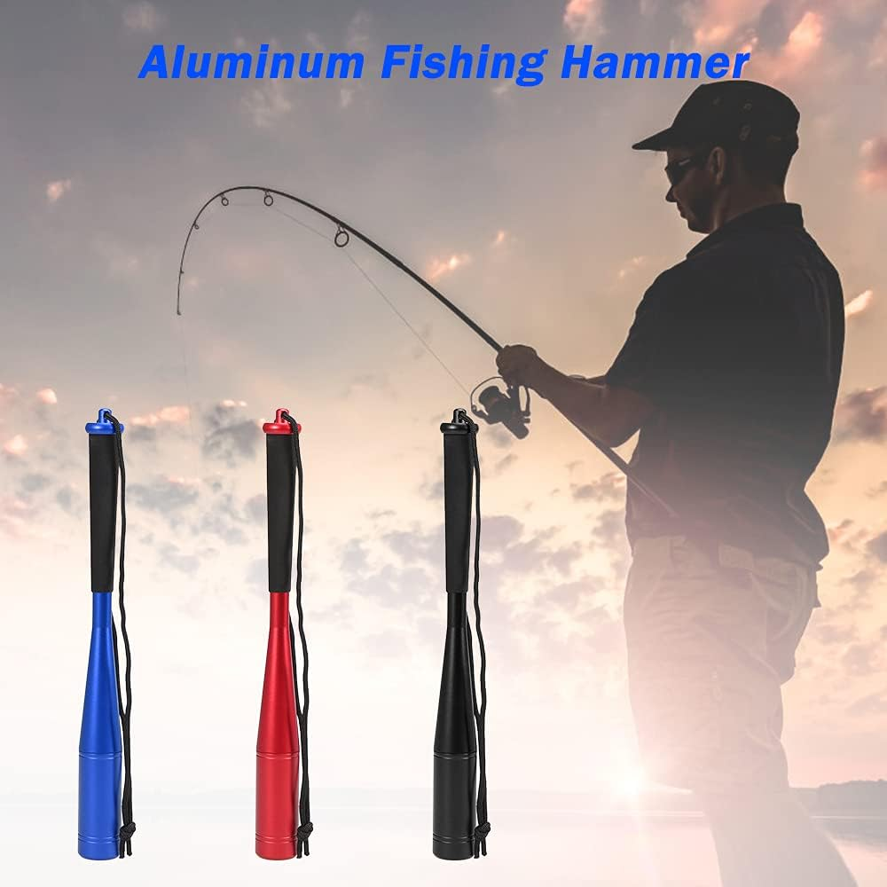 RCKEY Portable Aluminium Fish Hammer with Heavy Semi-Solid Head, Non-Slip EVA Grip, Lanyard - Black, 24.5Cm / 9.6In, 117G / 4Oz image number 1