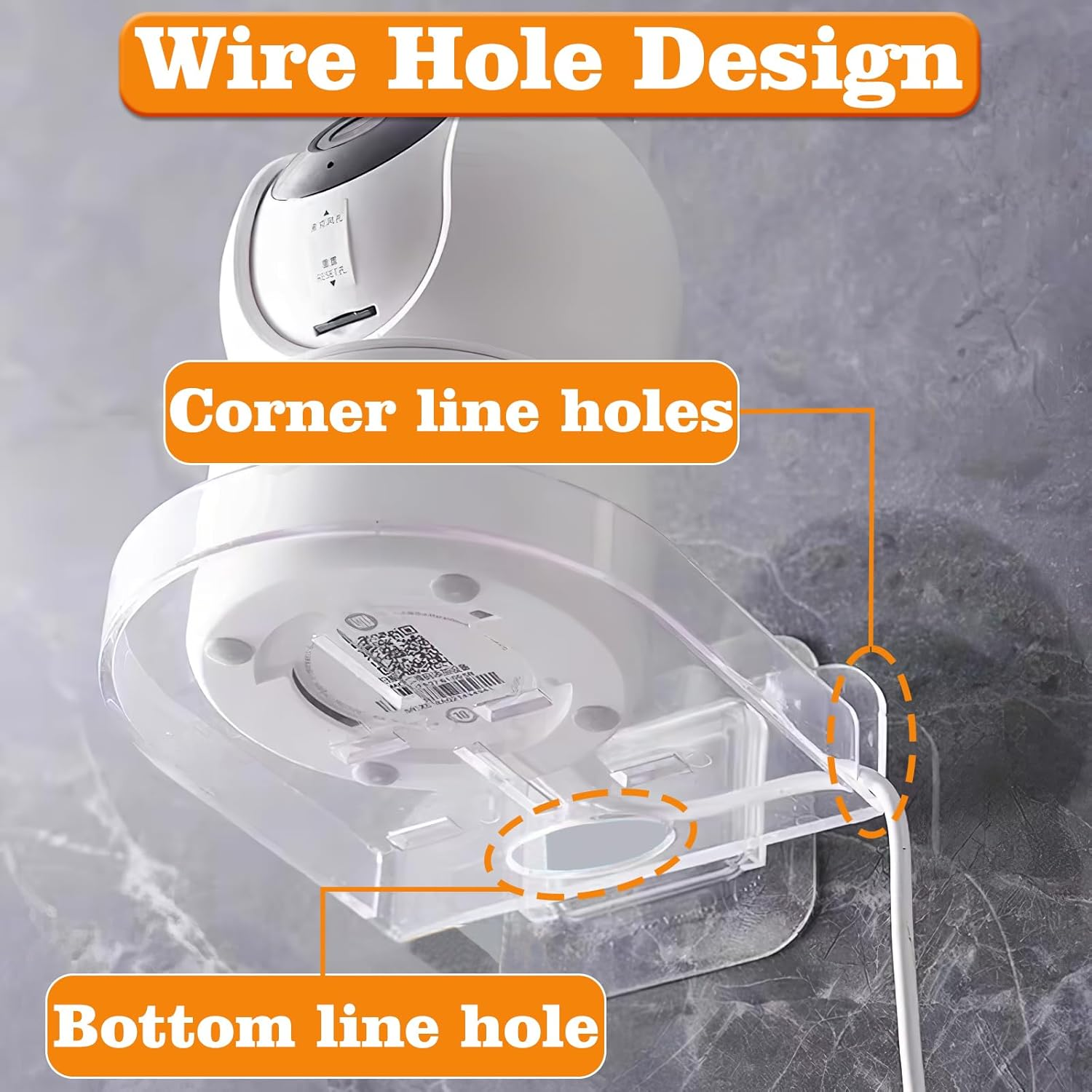 4 Pack Security Camera Wall Mount, Adhesive Baby Monitor Wall Moun Shelves, Universal Command Strip Shelf with Cable Clips (Transparent) image number 4