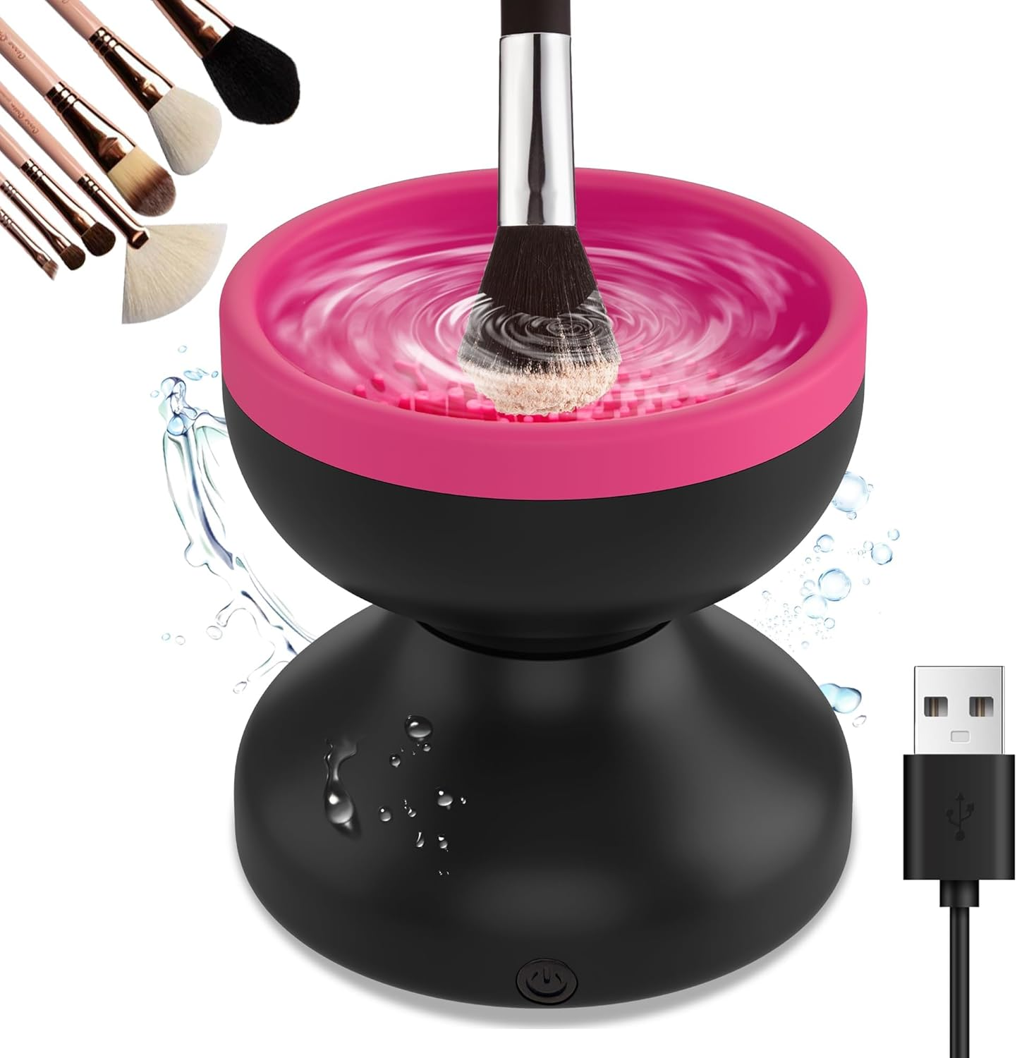 Makeup Brush Cleaner Machine, Efficient Electric Makeup Brush Cleaner, Automatic Spinning Make up Brush Cleaner Fit for All Size Cosmetic Brush