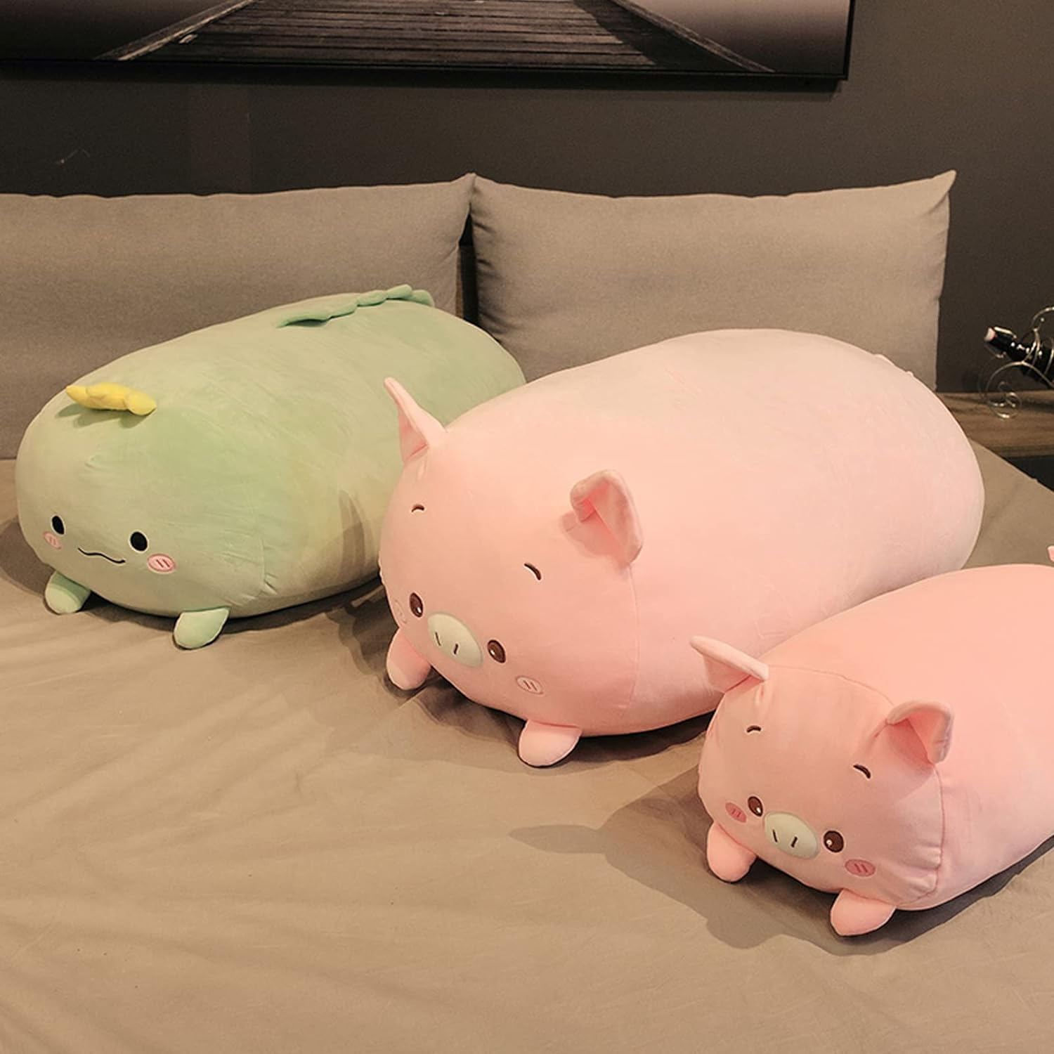 Pig Plush Pillow Soft Pig Stuffed Animal Toy Piggy Body Pillow, 33.5" image number 3