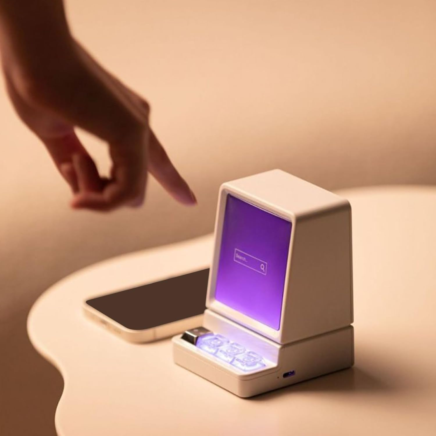 Weqizuerqi Phone Stand Speaker | Wireless Audio Cellphone Mount - Classic Computer Shape RGB Light Phone Stand with Wireless Speaker for Desktop, Travel, Home, Bedroom image number 4