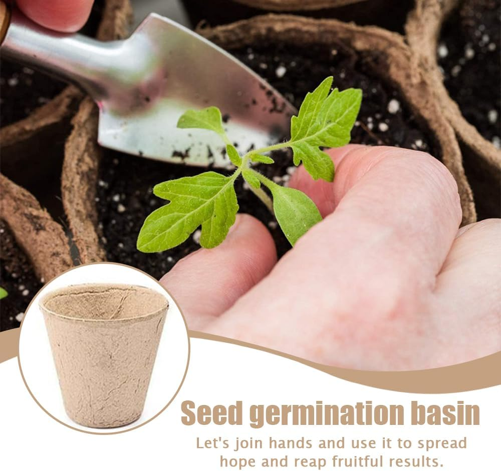 50 Packs Plant Cups Planting,Germination Nursery Pots,Degradable Seedling Pot,Paper Pulp Seedling Cup,Seed Germination Trays with 10 Plant Labels,For Vegetable, Flower image number 1