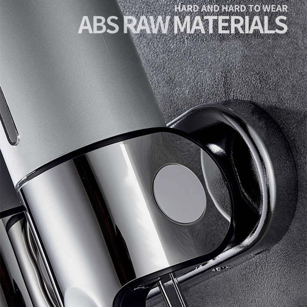 Wall Mounted Bathroom Shower Pump Dispenser and Organizer, Dispensers Holds Shampoo, Soap, Conditioner, Shower Gel, for Bathroom Kitchen Hotel, No-Drill (Silver)