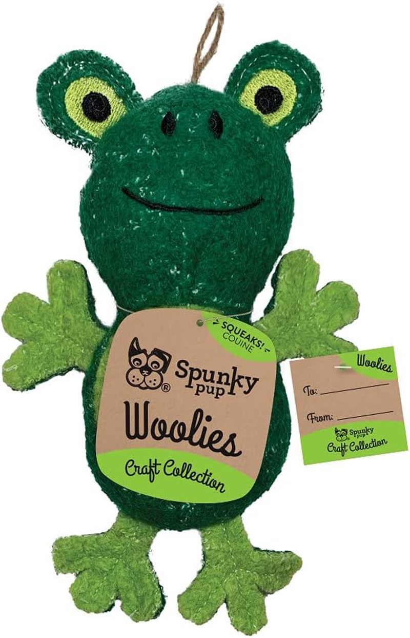 Spunky Pup Woolies Mini Frog Dog Squeaky Plush Toy image number 3