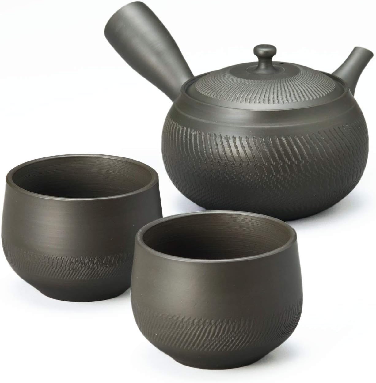 Tokoname Y265 Tokoname Ware Saku Saku Teaware 3-Piece Set, 8.5 Fl Oz (250 Ml), Black Bili