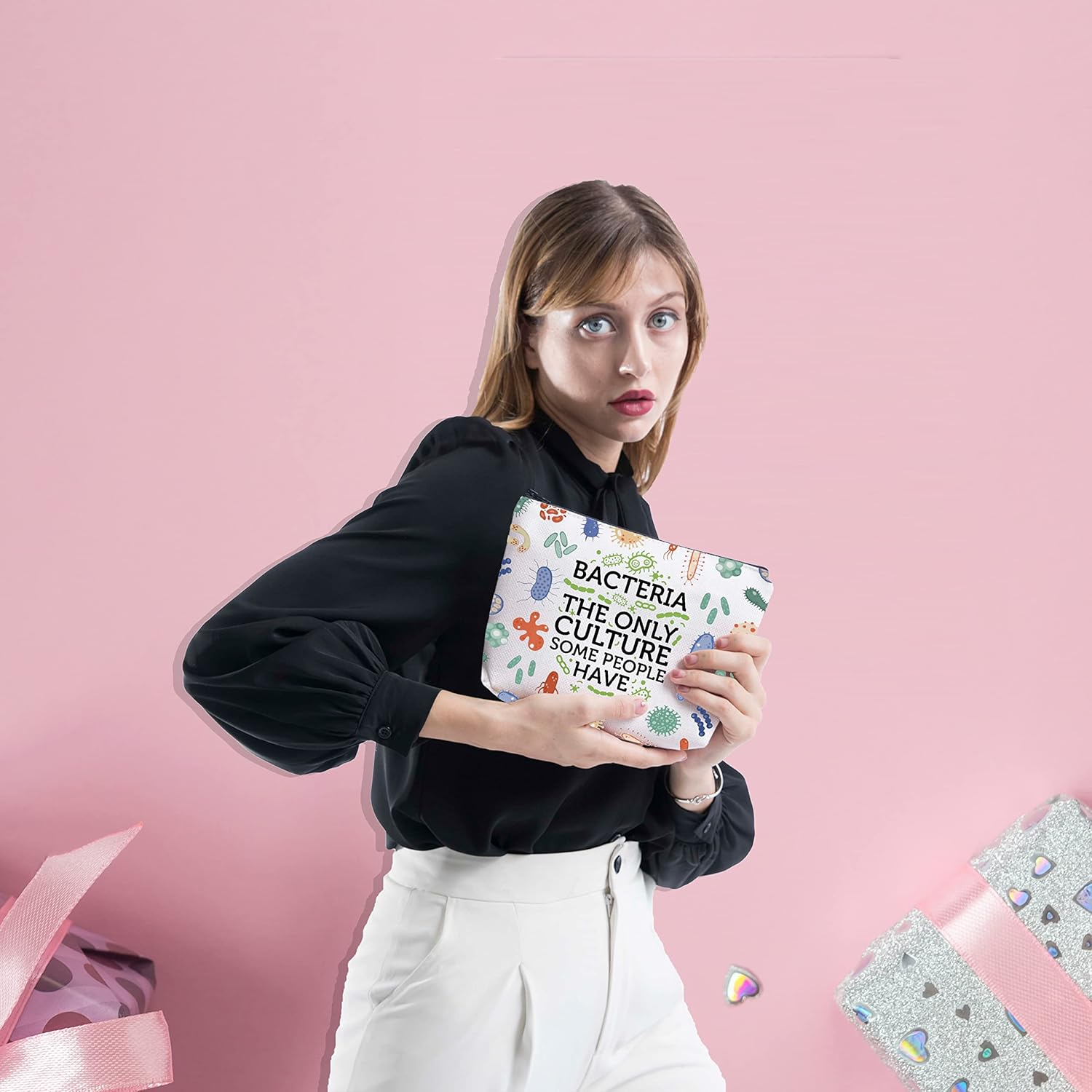 Biology Teacher Gift Microbiogist Survival Kit Med School Gift Germaphobe Gift Biology Science Makeup Bag Graduation Gift, White, Bacteria Uk image number 4