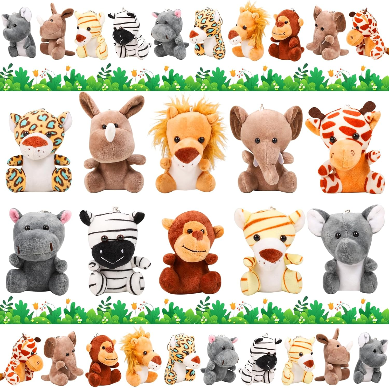 ASONA10 Pcs Mini Stuffed Animal and Plush Toy，4.7 Inch Small Jungle Animals Bulk Animal Keychain Decoration for Kids Party Favors Goodie Bag Stuffers Carnival Prizes Classroom Prizes, Claw Machine image number 5
