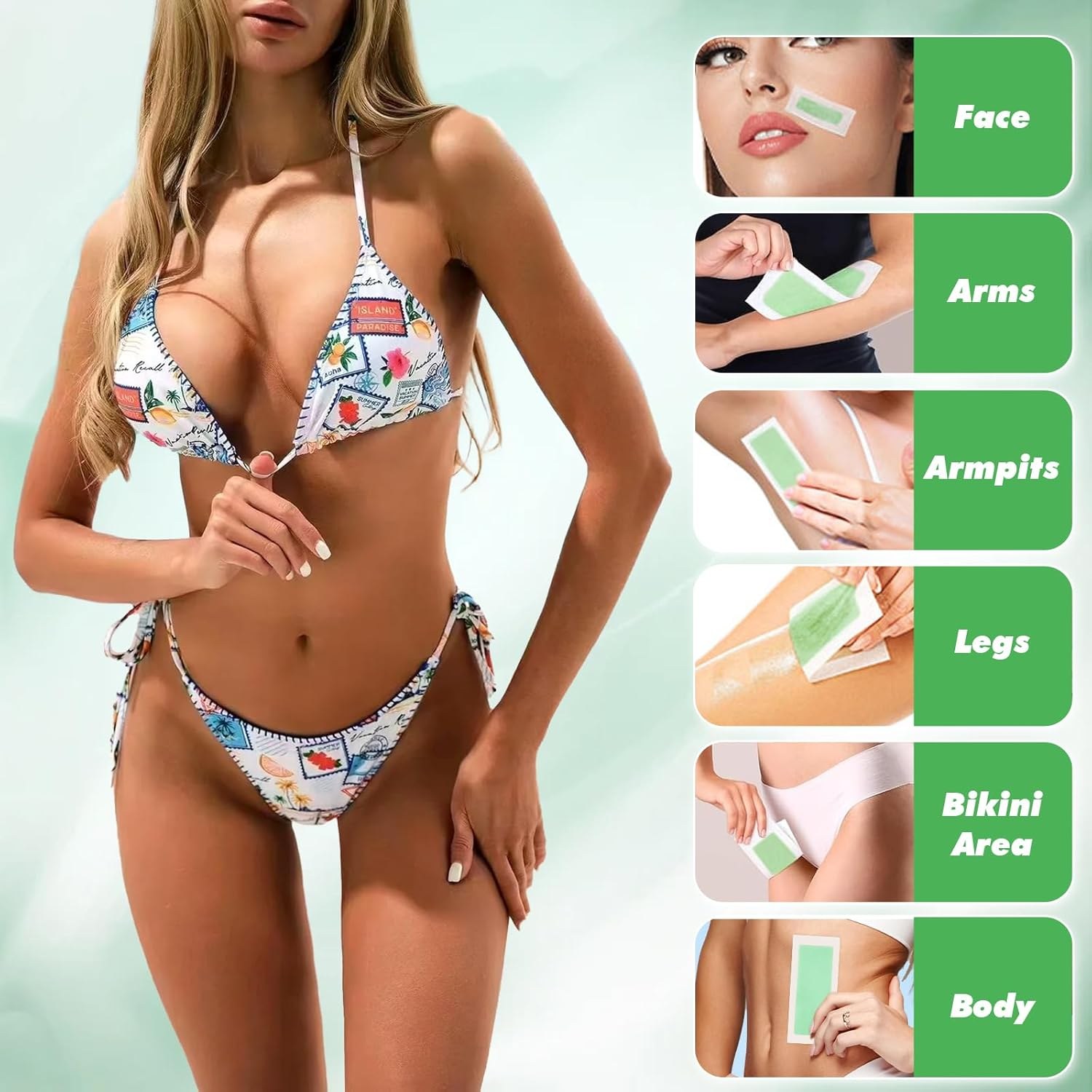 116PCS Wax Strips for Hair Removal, Facial Hair Removal for Women at Home Waxing Kit for Women Face and Body | 116 Waxing Strips & 8 Oil Wipes for All Skin Types image number 1