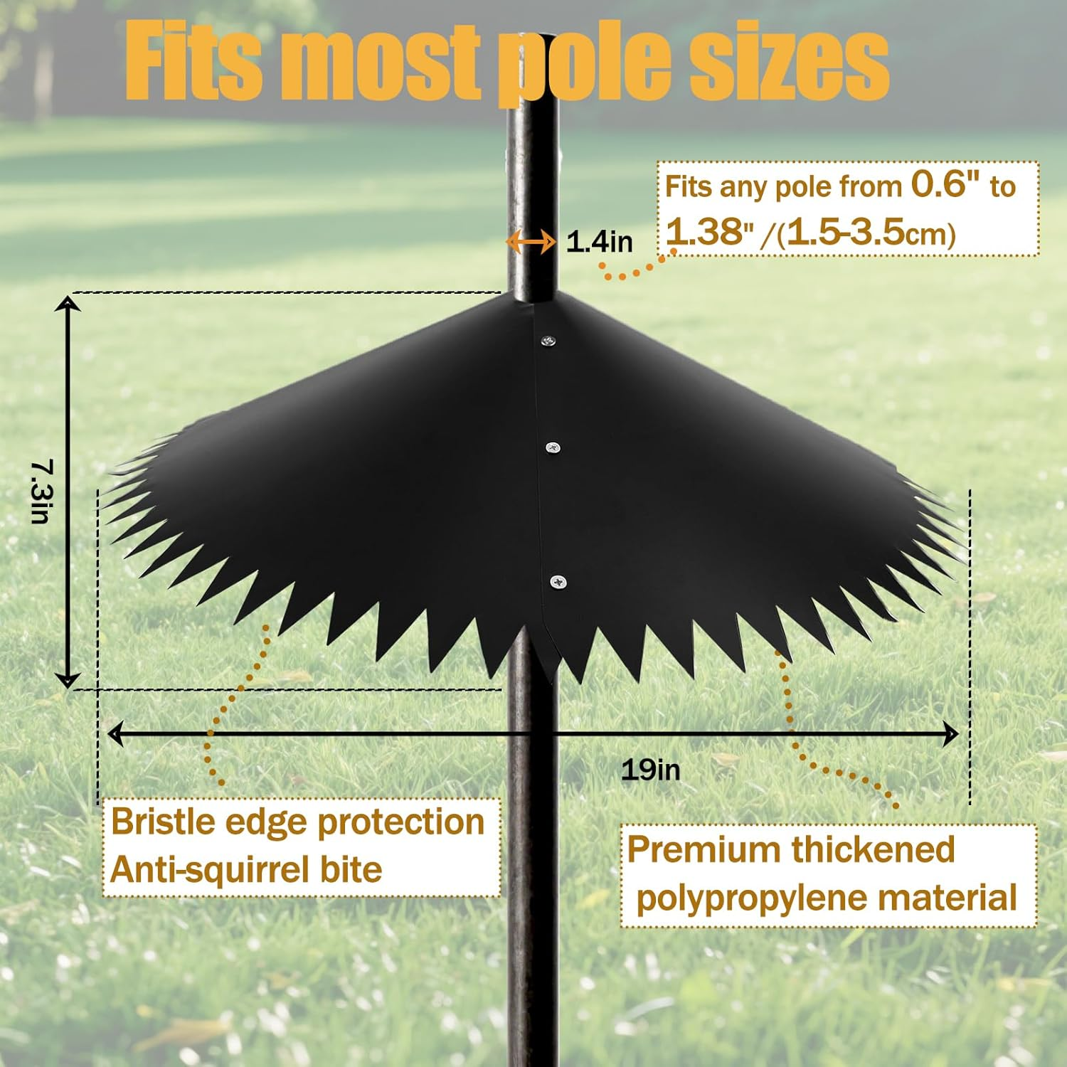 Lyreh Squirrel Baffle for Bird Feeder, 19 Inch Large Plastic Wrap around Squirrel Baffle Bird House Guards for Outdoor Protects Hanging Feeders and Poles (Black) image number 4