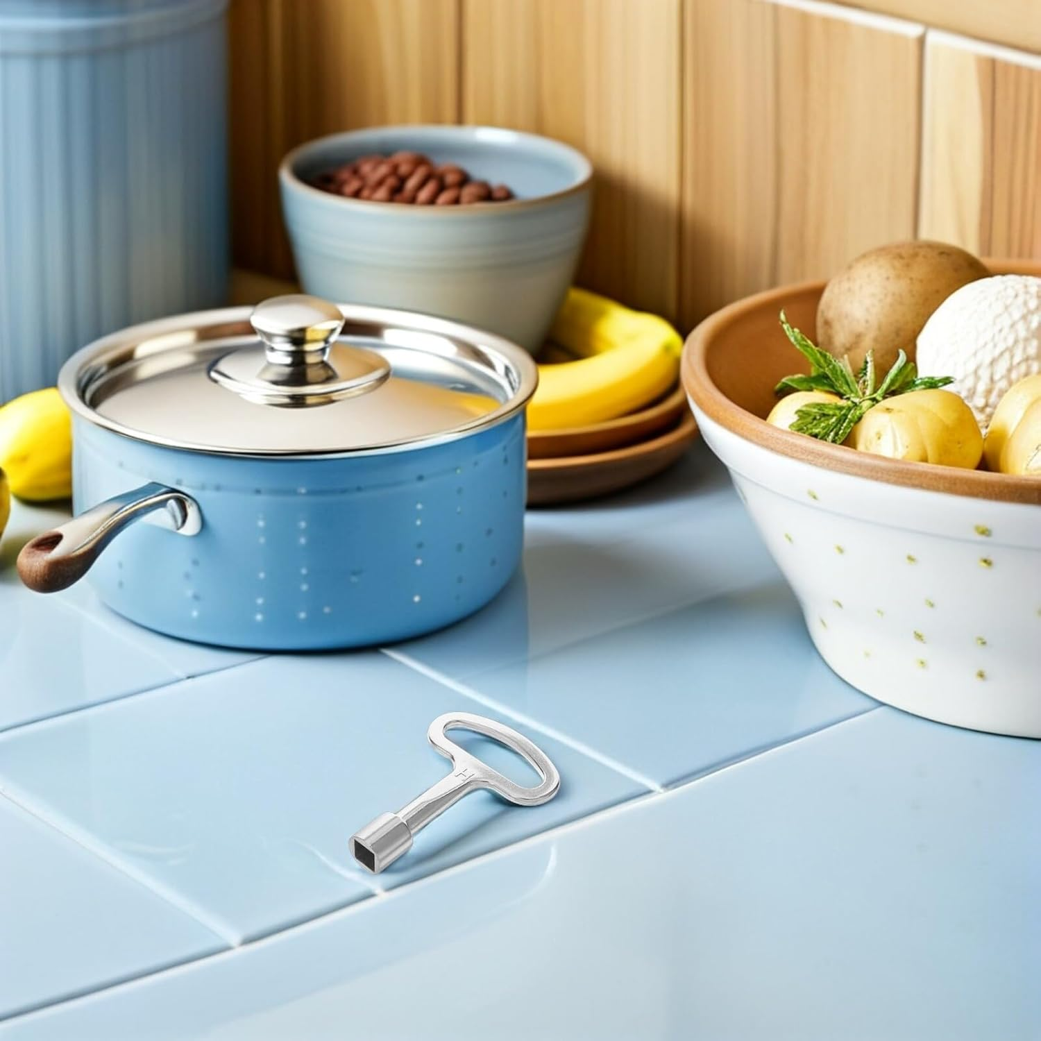 7-Inch Zinc Alloy Gas Valve Key for 1/4 5/16 Gas Valves Multi-Functional Wrench Suitable for Radiators and Electrical Panels image number 3