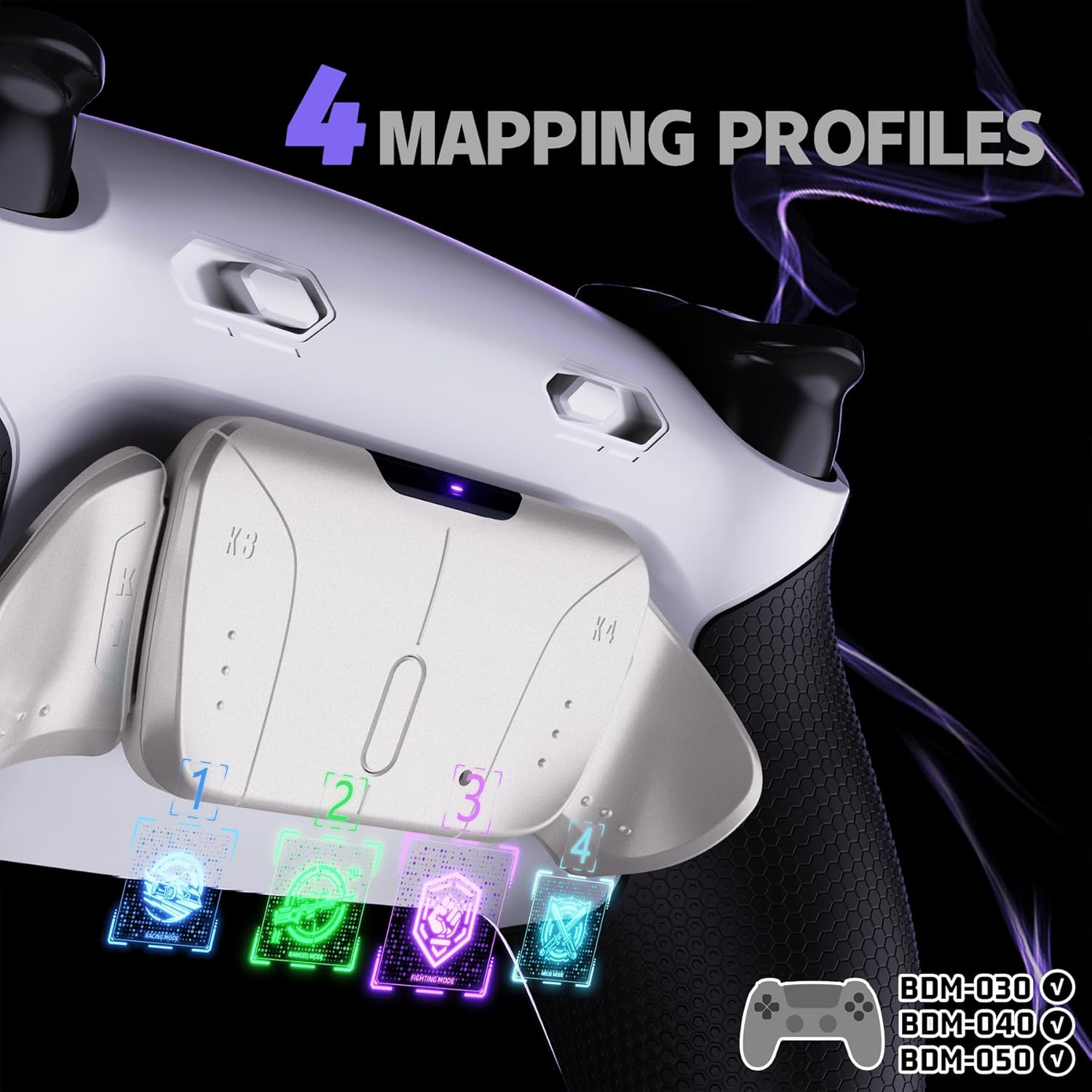 Extremerate RISE4 plus MAX RMB Back Paddles Kit with Clicky Trigger Stops & Rubberized Grip for PS5 Controller BDM-030 040 050, Remappable Real Metal Back Buttons Kit for PS5 Controller &ndash; White Black image number 6