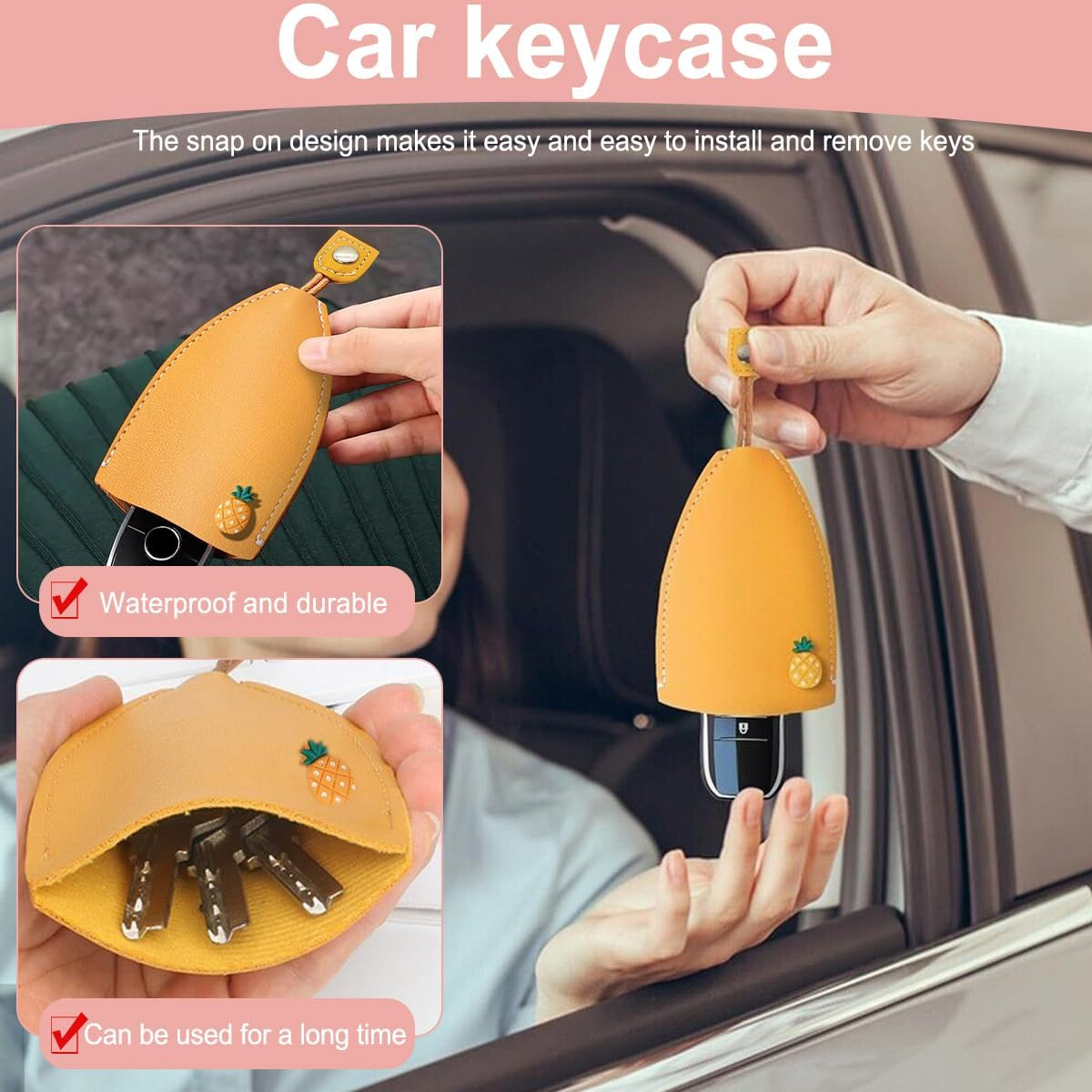 4 PCS Key Bag,Car Key Case,Pu Leather Key Organizer Pouch for Luggage & Travel Gear/House image number 3