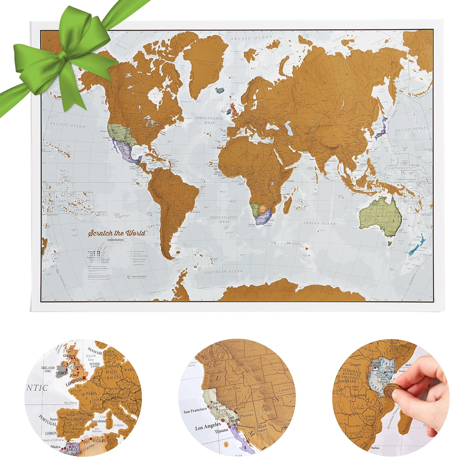 Scratch the World&reg; Travel Map - Scratch off World Map Poster - A2-59 X 42 Cm - Maps International - 50 Years + of Map Making image number 2