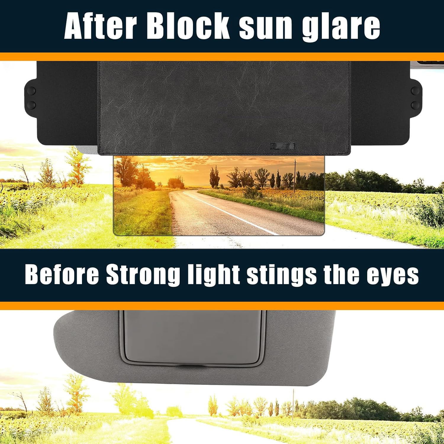 Veharvim Polarized Sun Visor for Car with 2 Side Sunshade, Upgraded UV400 Car Sun Visor Extension with PC Lens and Side Sunshade,Anti-Glare Car Visor for Safe Driving image number 4