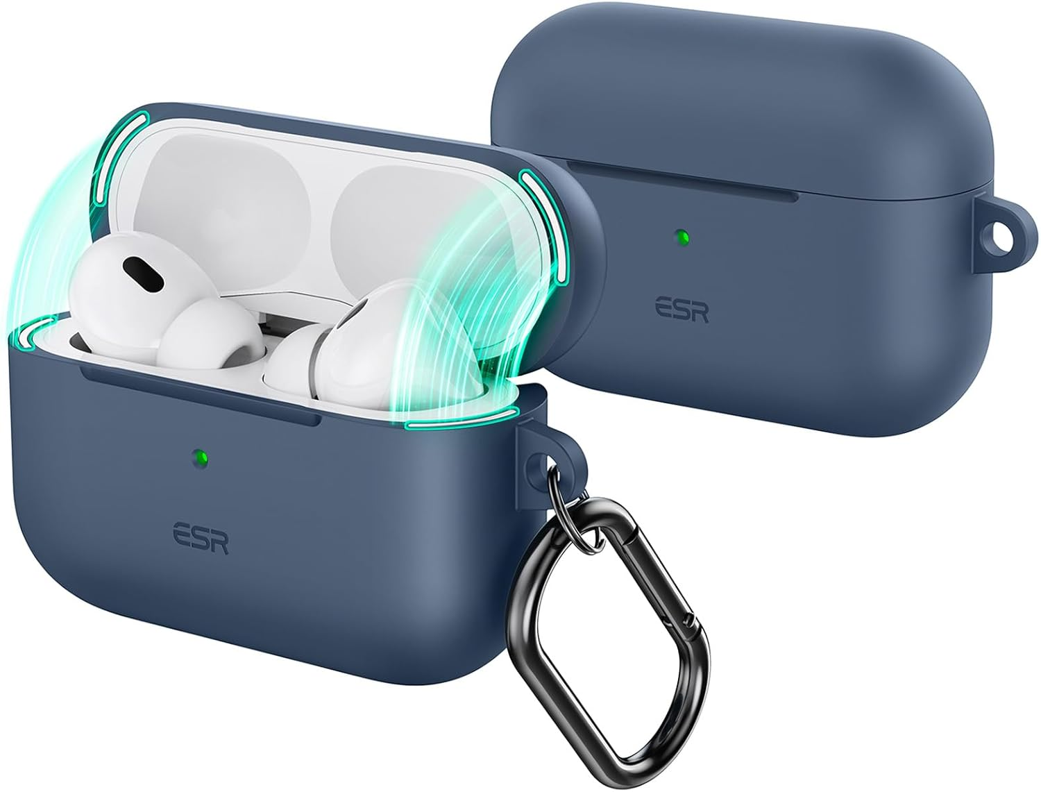 ESR for Airpods Pro 2 Case (Usb-C/Lightning Cable), Compatible with Airpods Pro Case (2023/2022/2019), Magnetic Lid, Full Drop Protection Cover with Carabiner, Cloud Series, Black