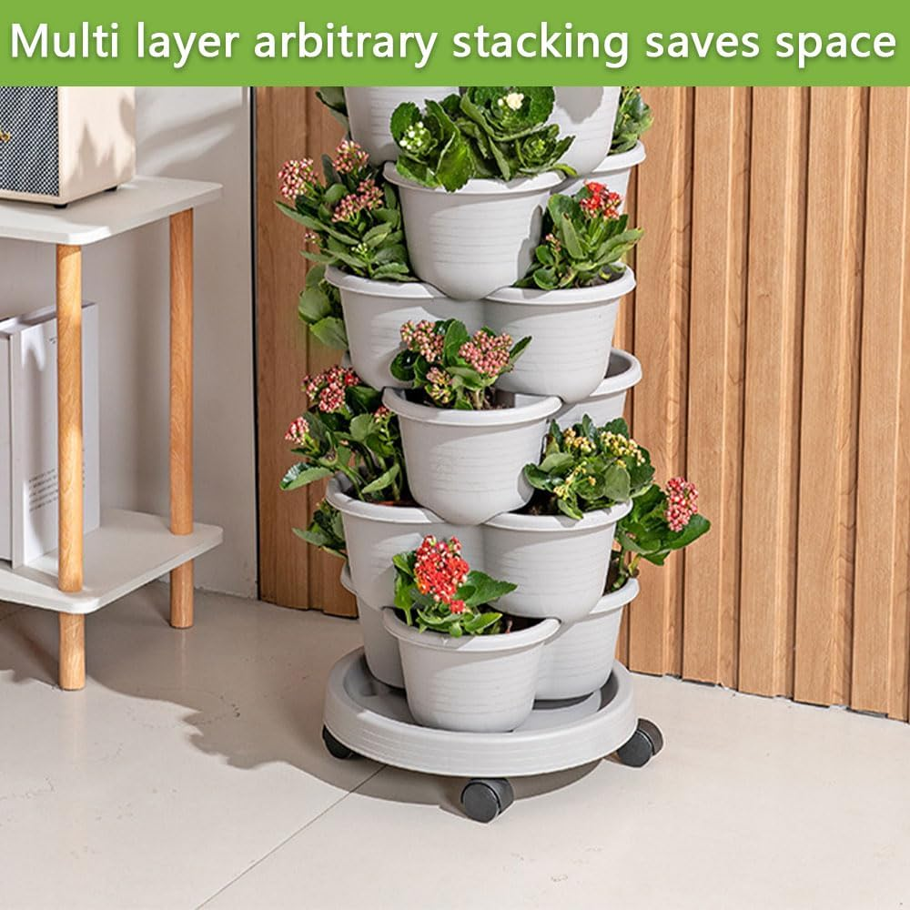 5-Tier Vertical Garden Planter with Wheels &ndash; Stackable Planters for Strawberries, Herbs, Vegetables, Flowers &ndash; Indoor Outdoor Gardening Tower with Tools image number 6