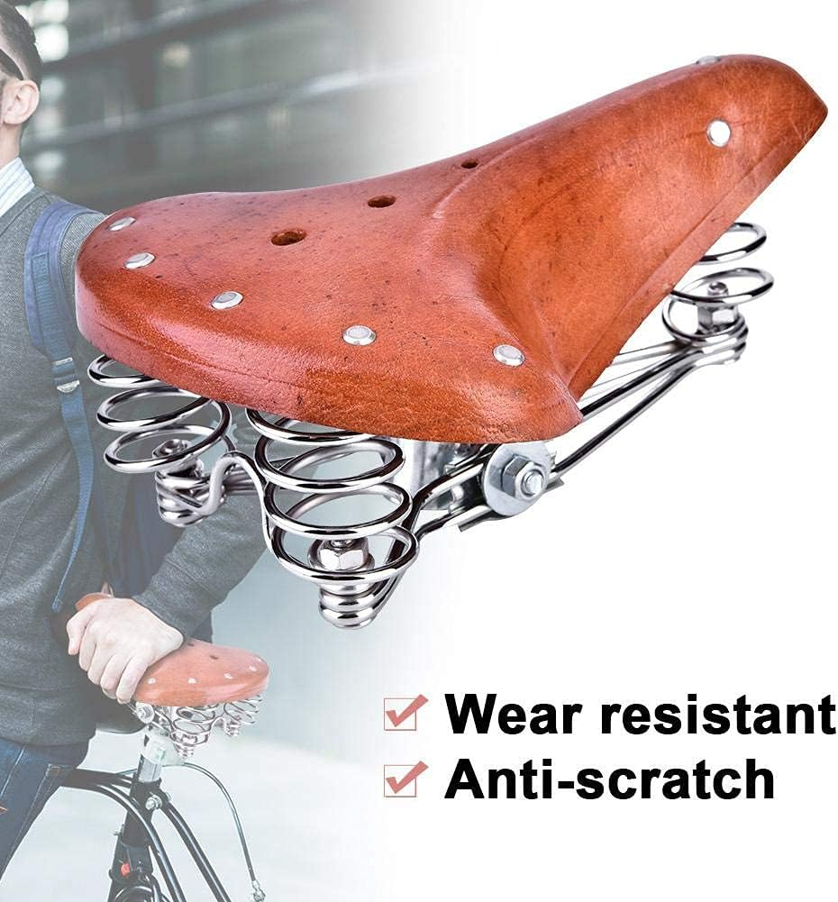 Retro Bicycle Saddle Vintage Mountain Bike Road Bike Saddles Bicycle Seat Made of PU Leather Comfortable Trekking Bike Seat 26 X 21.6 X 10 Cm image number 5