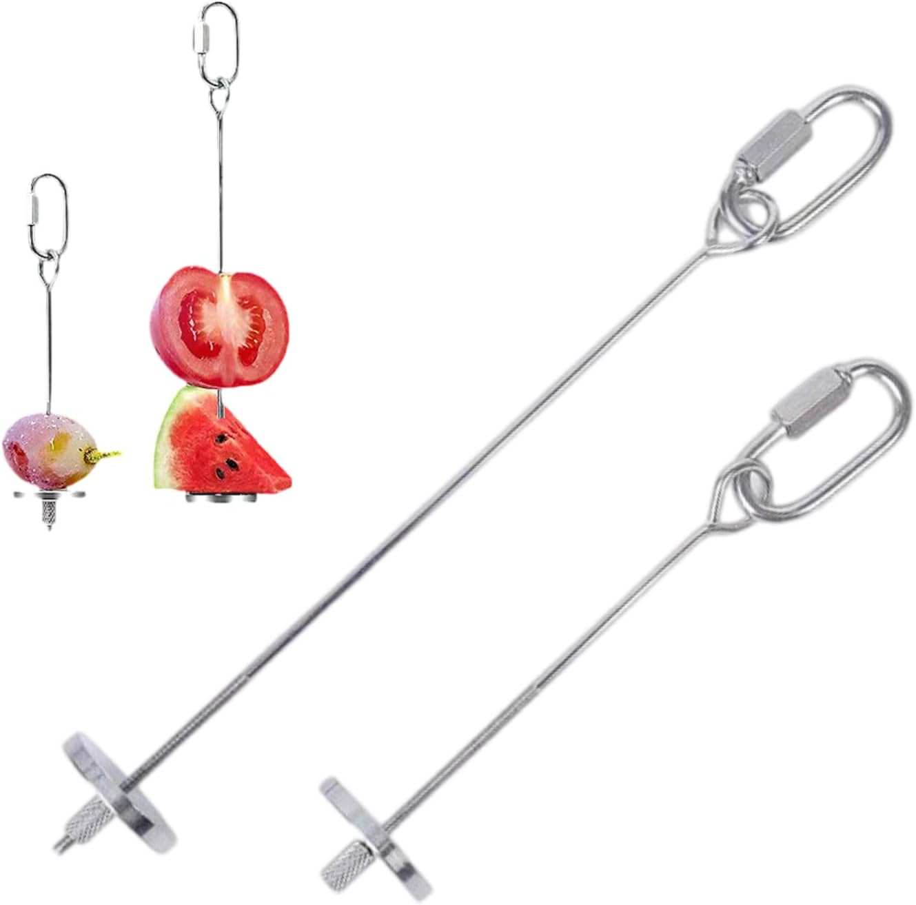 Kalione 2 Pcs Hanging Bird Treat Skewer and Bird Fruit Skewer Stainless Steel Holder for Birds Cage Accessories, Parakeet Treats Holder,Treat Skewers,Birds Fruit Feeder and Foraging Toys image number 3