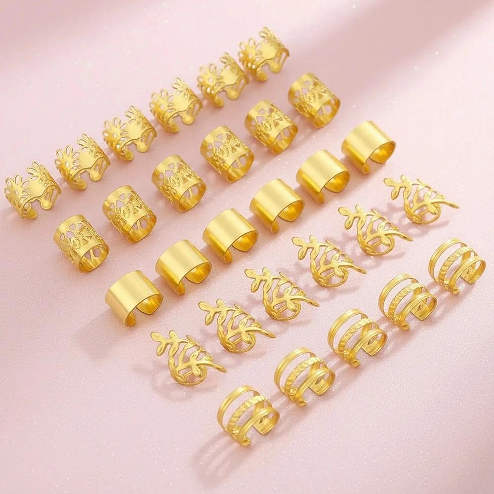 50-Piece Gold Metal Hair Clips & Hair Accessories for Braids, Locs, and Dreadlocks - Ermaoo image number 4