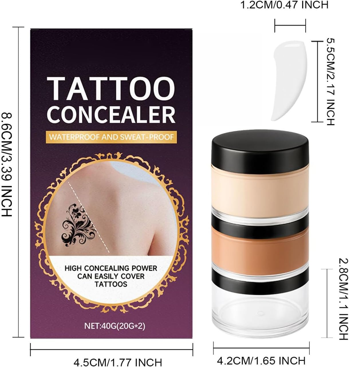 Meindin Scar Cover Foundation | Waterproof Leg Makeup Cream | Makeup Sweat Proof Foundation for Event Holiday Daily Prank Classroom Cosplay Party Halloween Offices Entertainment