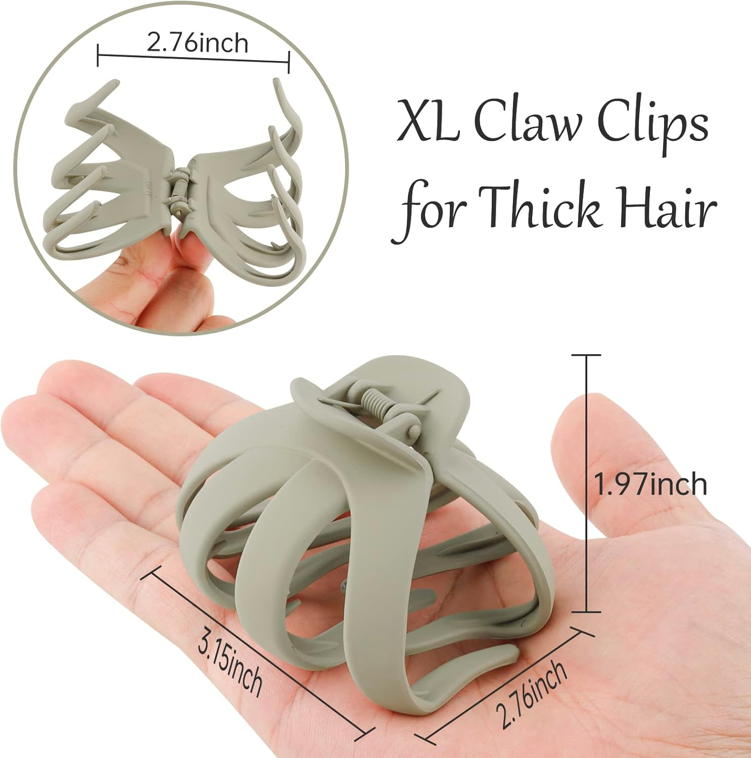 Jumbo Hair Claws for Thick Hair - 5 Pcs Giant Clips, Extra Large Hair Accessories for Women image number 1